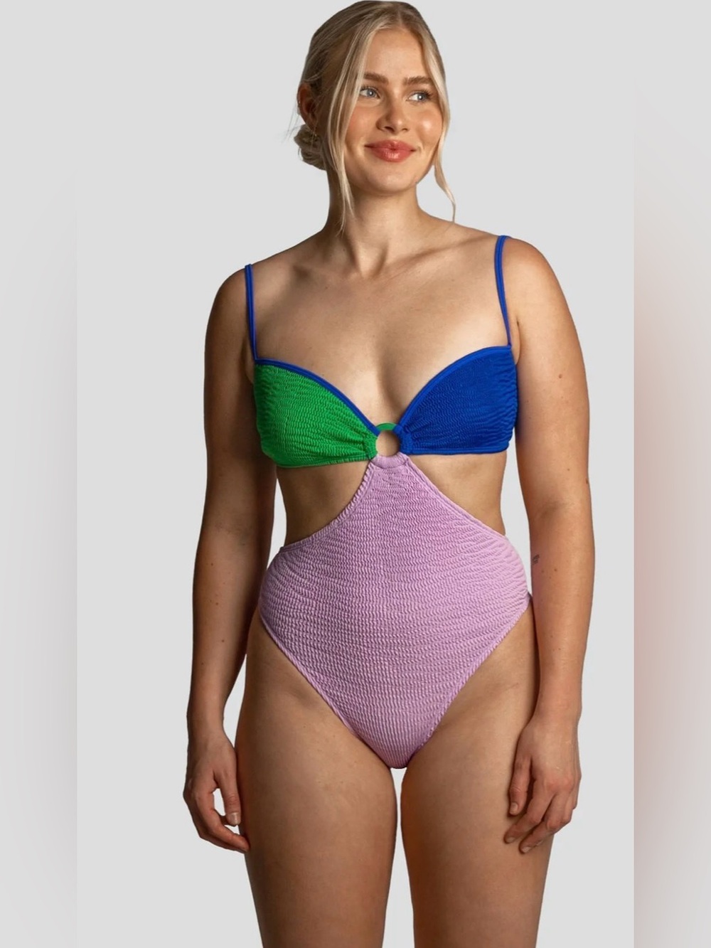 Cleonie Tri Color Lorne Maillot One Piece Swimsuit OS NWT $240